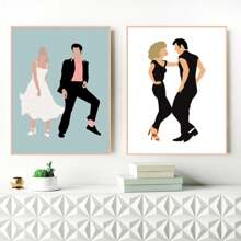 1 pièce Affiche et impression du film Grease Dansant, tableau mural moderne et drôle, peinture sur canevas minimaliste et abstraite de Pulp Fiction, décoration murale avec cadre facultatif