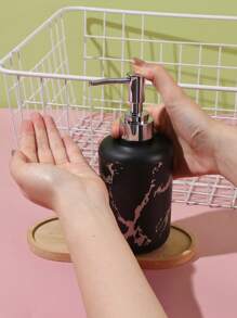 1/2PCS Plastic Refillable Pump Dispenser Marble Bottle With Loop, Press-On Lotion Pump For Shampoo, Conditioner, Body Wash - Lead-Free, Reusable Container, Washing Up Liquid, Hand Sanitizer Spray, Body Wash Liquid, Portable Accessories Storage