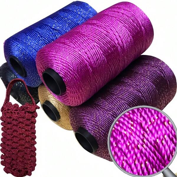 219 jardas/rolo de corda metálica de poliéster com glitter de 1,5 mm, corda metálica com borla 100% polipropileno para chapéus, bolsas, carteiras, sapatos, suportes para plantas, artesanato faça você mesmo