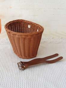 1pc Handwoven Basket, Kids Bicycle Basket, Rattan Look Bike Basket For Children & Adults Electric Bike - Multicolor - View 10