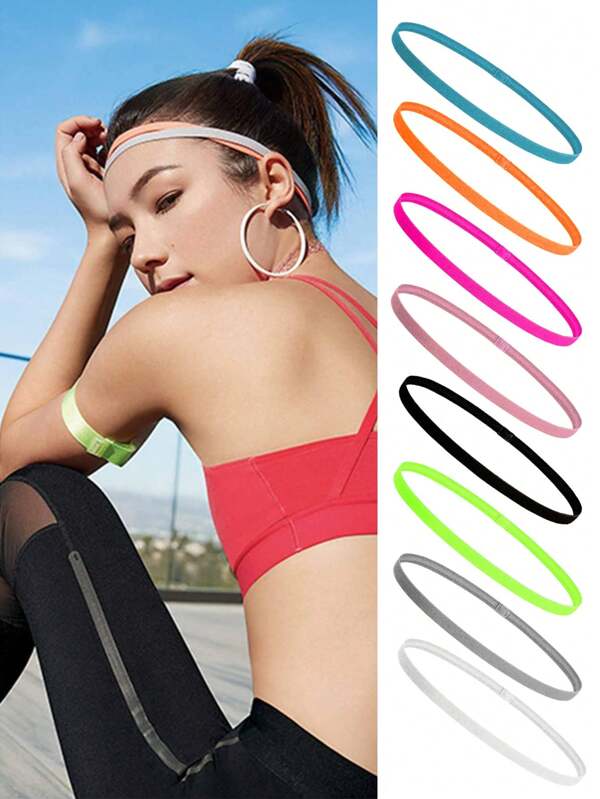 3/5/8PCS Non-Slip Elastic Headbands Workout Headband Colorful Sweatband Fashion Yoga, Running Sport Headbands For Women And Men
