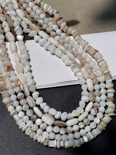 1 Stück natürliche Süßwassermuschel asymmetrische Fragment-Abstandsperle, Muschel Rundperle, lose Perle für DIY Schmuckherstellung, Armbänder, Halsketten