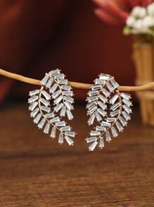 1 par de adornos con diseño de hojas elegante y retro, adecuado como accesorio para fiestas y eventos de mujeres