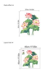 mama look 1 Pc Classic Lotus Flower, Leaf, Petal, Water Droplets Bathroom Tile, Wall Sticker, Self-Adhesive Removable PVC Wall Decal For Bathroom, Toilet - Multicolor - View 10