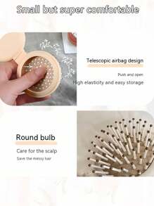 Portable Folding Travel Comb, With Mirror Hair Brush, Round Folding Pocket-Sized Hair Brush, Mini Travel Large And Small Comb, Suitable For Women's Travel Necessities, Travel Accessories, Massage Comb (This Product Is Easy To Fall Off And Can Be Put Back), Hair Clip, Hair Accessory, Suitable For School, Outdoor, Party, Home