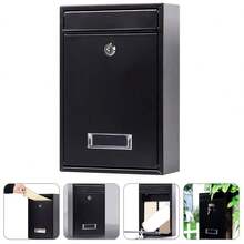 Wall-Mount Mailbox For House Mail Box Galvanized Steel Rust-Proof Metal Post Box - Black - View 2