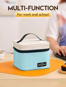 1个大容量方形保温午餐包，手持式保温保冷袋，便携式防水防漏午餐盒，加厚铝箔保温层，多种颜色可选，可重复使用，适用于学校、办公室、露营、野餐、工作等场合，也可作为教室收纳袋、厨房用品袋和旅行配件使用。 - 藍色 - 查看 5