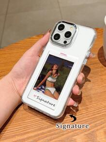 Funda de teléfono personalizada con foto, firma y marco de metal para el aniversario para Apple 16 Pro Max, funda protectora a prueba de golpes personalizada para 13/14/15