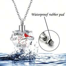 Crystal Heart Cremation Jewelry Memorial Urn Necklace For Ashes, Stainless Steel Ash Holder Pendant Keepsake Gift Charms Accessories For Human Pet - Silver - View 5