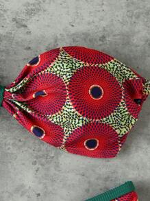 Women European And American Style Sexy Allover Print Bandeau Bikini Set