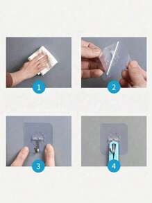 ‌No Drill Heavy Duty Adhesive Hooks - Punch-Free Wall Hanger For Kitchen Bathroom, Multifunctional Storage Organizer & Mother's Day Gift - Transparent PVC Hooks