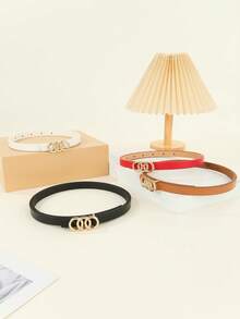 4件套金色蝴蝶扣、圆环扣、椭圆扣，时尚女士休闲腰带，适合各种场合，如派对、休闲、夏季新款、秋季、万圣节等。 - 彩色 - 查看 6