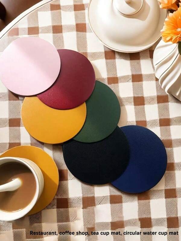 Set de 5 posavasos minimalistas y elegantes, resistentes al calor, con diseño elevado para restaurantes y cafeterías de alta gama, salvamanteles redondos, impermeables y a prueba de humedad (varias opciones de color), útiles escolares, vuelta al colegio