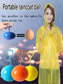 1 pieza Impermeable desechable portátil con capucha, equipo de lluvia impermeable y ligero, ropa exterior unisex para la escuela, la oficina, el hogar, los viajes y los útiles escolares, selecciones de primavera y verano, regalos para damas de honor, decoración de habitaciones, decoración de dormitorios, playa, viajes, para hombres, para mujeres, vacaciones, cosas lindas - Color aleatorio - Ver 2