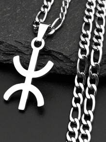 Collares con colgante del símbolo de los bereberes de estilo africano y hip hop para mujeres y hombres, de acero inoxidable, con estilo bereber kabyle