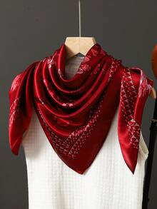 1pc 90*90cm Popular Anti-UV Headscarf Shawl, Muslim Unisex Outdoor Windproof Dust-Proof Hijab, Air-Conditioned Room Scarf, Thin Seasonal Chain Print Colored Square Bandana Scarves (Blue, Green) - A - View 27