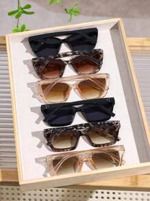 6 قطع نظارات شمسية بإطار بلاستيكي كامل بطراز عين القطة وعدسات مُلونة بطبعة النمر، لطراز البنات الساخن، للاستخدام في الأنشطة الخارجية اليومية والتنزه والشاطئ وملحقات الأزياء