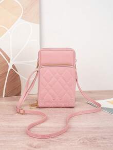 New Embroidered Phone Bag, Women Shoulder Crossbody Pouch, Large Capacity Coin Purse, Fashion Rhombus Card Holder