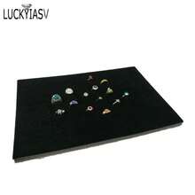 Bandeja de espuma para joyería, revestimientos de inserciones DIY, anillos de joyería de terciopelo gris/negro, pulsera, reloj, caja mostrada, pendientes, bandeja con agujeros, 1 ud. - Pendientes grises - Ver 8