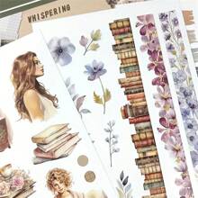 Vintage Floral Sticker Book - Quirky Paris Scenes, Eiffel Tower & Tea Party Designs, Self-Adhesive PET & Paper For Scrapbooks, Diaries, Journals, Scrapbook Accessories | Imaginative Designs | Self-Adhesive Stickers,School Supplies,Back To School