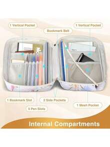 Large Bible Covers For Women 11x9x3inch Extra Large Bible Cover Case For Girls White Floral Bible Cover With Strap Pockets Zipper Waterproof Thick XL Study Bible Carrying Case Flower Bible Bag - White - View 6