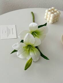 3 Stücke Lilien, künstliche Blumen, Kunstblumen, Dekoration für Schlafzimmer, Wohnzimmer, Kommode, Kunstblumen, Innendekoration, Kunstblumen, Taglilien, Rosa/Blau/Weiß