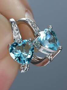 1 对漂亮方晶锆石耳坠，适合女士结婚订婚周年纪念珠宝情人节礼物 - 1# - 查看 4