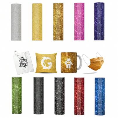 10pcs Glitter Infusible Transfer Ink Sheets 4.5x12in - Dazzling Sublimation Paper For T-Shirts And Cups