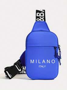 Personalized New Men's Milan Print Chest Bag/Waist Bag, Convenient To Carry, Can Be Used As Shoulder Phone Bag, Casual Commuter Messenger Bag/Waist Bag/Holiday Bag