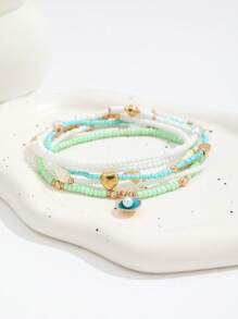 6pcs Handmade Beaded Anklets With Seashells, Starfish And Pearl Pendants, Bohemian Beach Jewelry Set