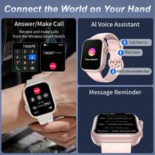 ESFOE LIGE新款智能手表1000mAh超大容量电池，100+运动模式，支持自定义表盘，天气预报，LED手电筒，音乐播放，语音助手，时尚女士多功能智能手表