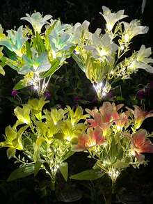 7-Bloom Solar Powered Lily Flower Garden Lights, Waterproof LED Lights, Solar Powered, Suitable For Yard Path Decor, Mother's Day Garden Gift, Party Decoration - Multicolor - View 10