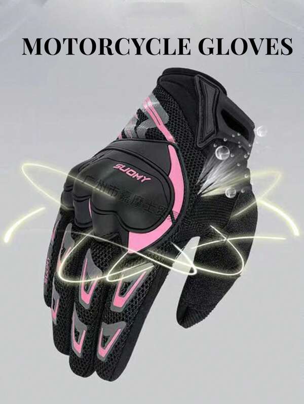 AD 1 par de guantes de motocicleta para mujer en negro y rosa, con pantalla táctil, acolchados, transpirables y antideslizantes, adecuados para MBX/MTB/ATV, guantes deportivos para ciclismo