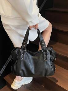 New Large Capacity Casual Tote Bag - Black - View 7