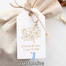 Personalisierte florale Hochzeitsbegünstigungsetiketten, Goldfolie, kundenspezifisch elegante Geschenkanhänger, Bohemien-Landstil Hochzeitsdekoration, Begünstigungs-Dankesetiketten