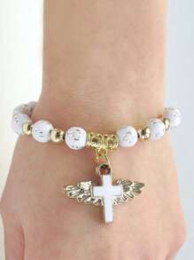 Juegos de 6/12/24 regalos de bautizo, que incluyen 6/12/24 piezas de pulseras con cruz de ángel, 6/12/24 piezas de cajas de regalo de bautizo, 6/12/24 piezas de etiquetas de agradecimiento, 6/12 piezas de bolsas de organza para el bautizo, regalos de bautizo para mujeres y hombres, regalos de fiesta de bodas