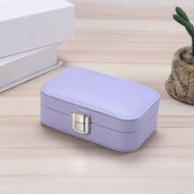 1 pieza Caja de joyería personalizada de color macaron, de gran capacidad, unicolor, portátil para viajes, para almacenamiento de anillos y collares, regalo de moda y romántico para el Día de la Madre, Día de San Valentín, personalizado, caja multifuncional para organizar maquillaje y joyería.