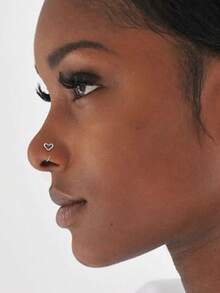 S925 Sterling Silver Nose Studs 14K Hypoallergenic L Shaped Heart Nose Rings For Women Men Nose Piercings Jewelry - Single Nose Stud - View 3