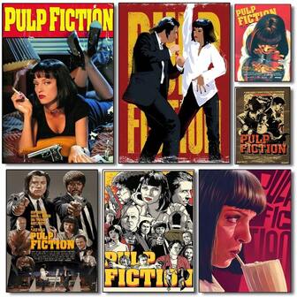 1pc Pulp Fiction Movie Anime Poster Art Wall Waterproof Home Living Room Bedroom Bar Aesthetic Decor Gift Optional Frame ,Wall Art With Frame
