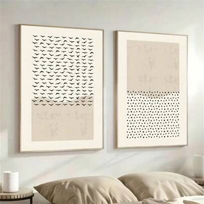 1 Pieza/2 Piezas Arte de pared abstracto moderno beige con diseños bíblicos de lirios y pájaros, impresiones en lienzo, pinturas de moda para decoración de sala de estar, dormitorio, oficina en casa, dormitorio, diseño de fondo de pared. Cuadro opcional con marco.