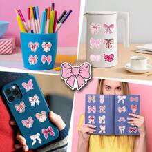 110 PIEZAS de calcomanías de lazos Coquette, calcomanías estéticas motivacionales para scrapbooking, diarios, laptops, paragolpes, skateboards, botellas de agua, computadoras, teléfonos, dibujos animados, cascos de seguridad, automóviles