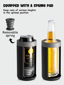 女士通用罐装饮料冷却器：均码 - 适用于细长罐、常规 12 盎司和 16 盎司罐和瓶子 - 隔热双层不锈钢 - 适合苏打水爱好者 - 黑色 - 查看 3