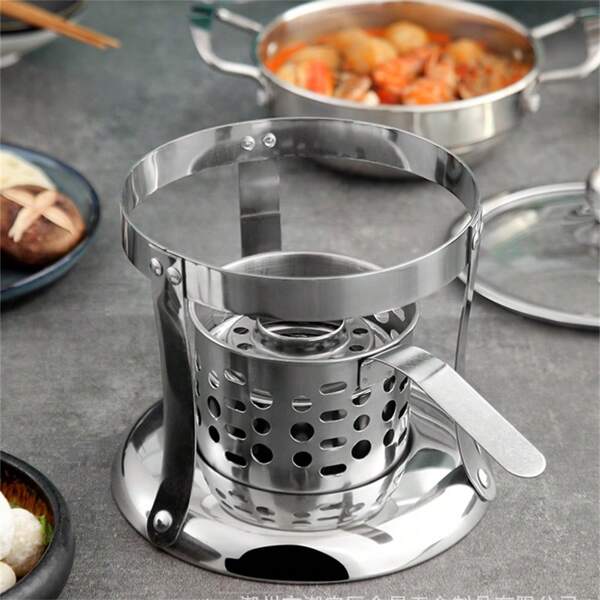 1 pieza Estufa de alcohol; Aceite vegetal; Aceite; Olla caliente comercial para una sola persona; Buffet de autoservicio; Falda de res; Olla caliente para llevar; Accesorios y repuestos talla grande profundos para uso al aire libre