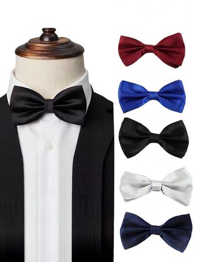 1pc Multi-Color Bowknot Adjustable Touch Silk, Decorative System For Wedding, Stage, Party, Business, Shirt, Bowknot, Student , Knotless, Short Tie, Ideal For Gifts For Men