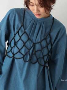 1 Pezzo Nuova Moda Dolce Ragazza Top Corto Semplice Con Perle Finte