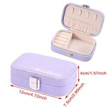 1 pieza Caja de joyería personalizada de color macaron, de gran capacidad, unicolor, portátil para viajes, para almacenamiento de anillos y collares, regalo de moda y romántico para el Día de la Madre, Día de San Valentín, personalizado, caja multifuncional para organizar maquillaje y joyería.