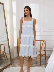 Women's Sleeveless Mid-Length Jumpsuit Nightgown, New Summer Casual Homewear Slip Dress Can Be Worn Outside