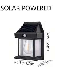 1pc New Solar Wall Lamp, Solar Induction Lamp, Tungsten Filament Lamp, Street And Area Lighting With Motion Sensor, Automatic Switch From Dusk To Dawn, Transparent Panel, And Energy-Saving Design, Suitable For Outdoor Porch, Entrance, And Front Door Lighting, Household Wall Lamp, Garden Entrance Door, Villa Balcony Light Control Wall Lamp, Waterproof And Lightning Protection, Electric Charging Courtyard Lighting