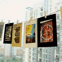 21pcs/Set Retro Style Kraft Paper Photo Frames With Flag Banner Decor, Including Clips And Ts, Suitable For Wedding, Anniversary, Birthday, Festival Party, Home Decor, Desktop DIY (10 Frames + 10 Clips + 1 Rope) - Multicolor - View 7