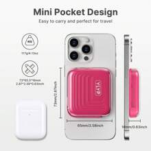 YLYP Slim Mini Pocket Magnetic Compact Power Bank, Caricabatterie portatile senza fili da 5000mAh, compatibile con Mag-Safe, ricarica rapida PD da 22,5W per iPhone 16/15/14/13/12 Pro/Pro Max/Plus/Mini